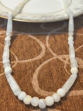 Vintage White Beaded Stone Necklace